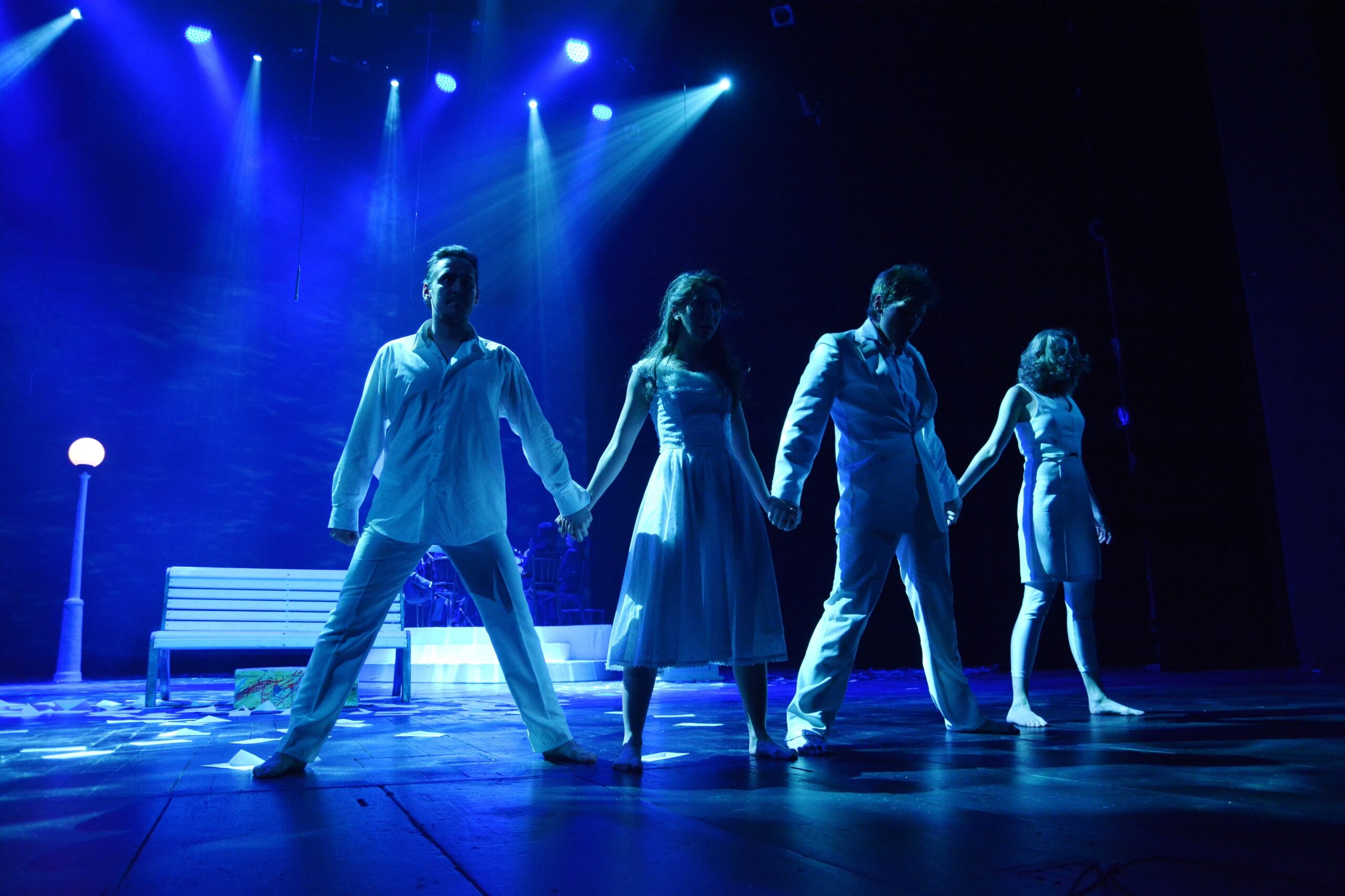 Young actors and Actresses dance on the stage of the theater Young actors and Actresses dance on the stage of the theater