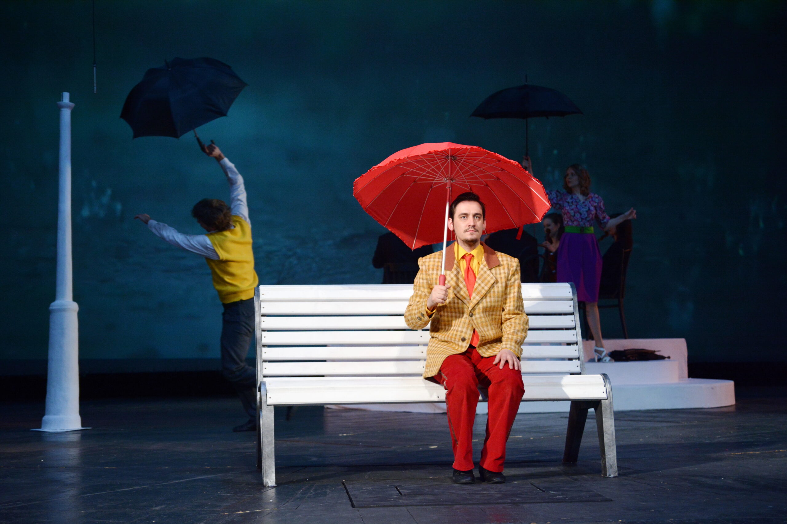 actor and actress on stage